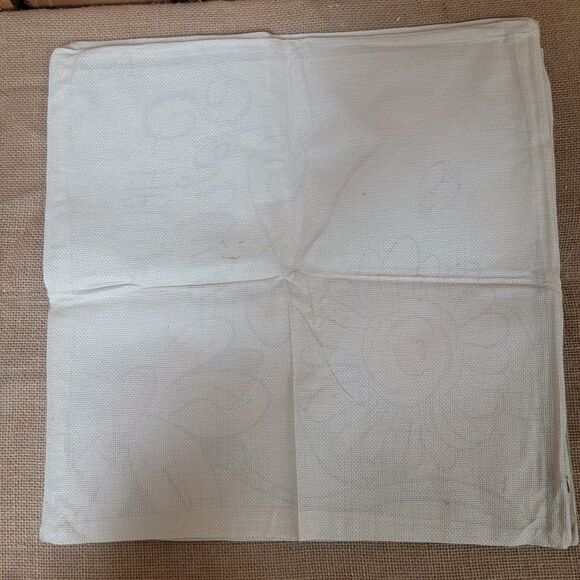 Pair of Canvas Pillow Covers Spring Beige Flowers Vase Blue 18x18" New - Picture 4 of 4